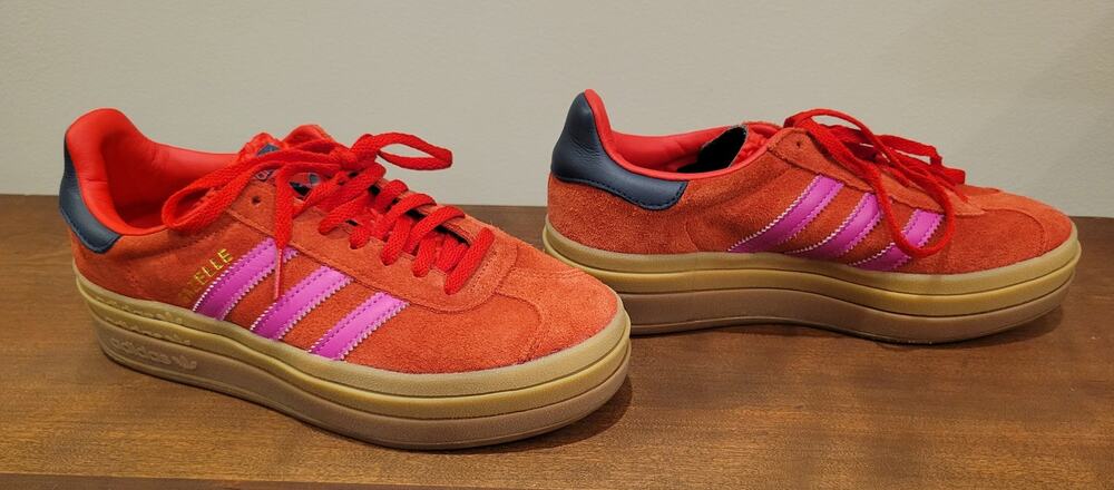adidas Gazelle Bold JH9665 Red Fuchsia Platform Sneakers Womens 7